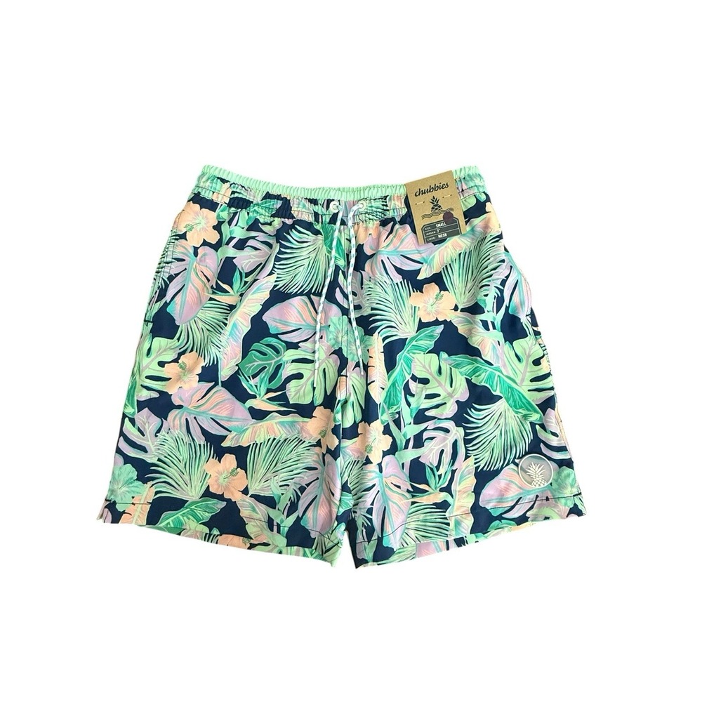 Chubbies Men's The Night Faunas 7" Classic Swim Trunks Size Small NWT Mesh Liner